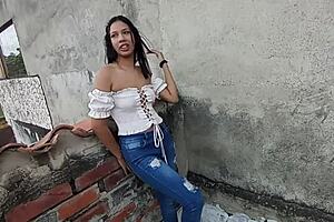 Latina Stepsibling Tests Tight Vagina on Terrace