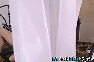 ebony hottie with small tits rides cock in stockings