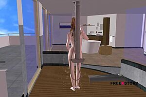 cute teen girls shower nude in 3d cartoon