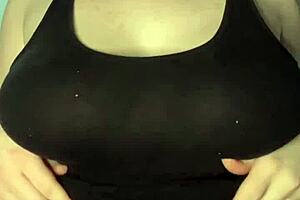 preview slapping my huge tits against the table