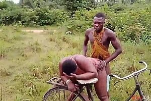 intense bicycle fuck with my hot ebony girl outdoor, her big ass bouncing on my cock until cum