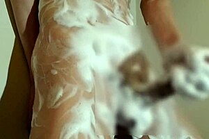 japanese guy strips naked in bathroom for solo play and release. just raw fun.