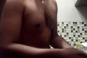 gay amateur bent over doggystyle while washing dishes