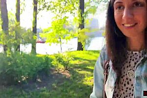 girlfriend orgasms in park with toy control