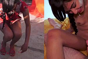 Sneaky girlfriend lures investor - split screen