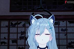 Feeling The Passion In Sunaookami Shiroko's Blowjob And Cowgirl Scene