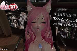 Sexual Vtuber Teases With Giant Cat Girl Natural Tits In Titty Fuck