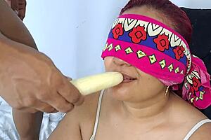 My stepmother plays with my monster cock