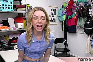 cute teen demi hawks caught shoplifting, her tiny pussy gets punished