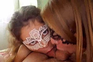 threesome blowjob with two babes sucking cocks and swallowing cum in mouths pov