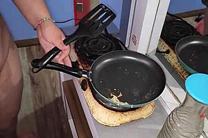 My sex slave eats my cum fried with butter, yum!