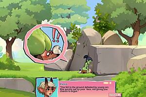 horny young 18+ female orc face-sits lucky boy in nature game review