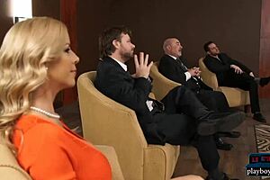 Hey, this Shark Tank parody turned into a steamy blonde threesome!