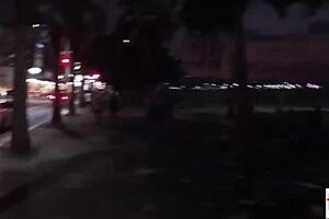 Amateur thai teen 18+ cherry giving a sensual handjob to a big white dick