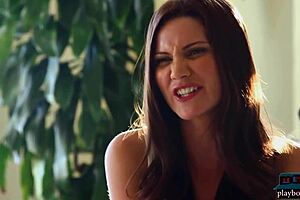 Two gorgeous milf models leia christiana and erika knight show off big tits in solo fun