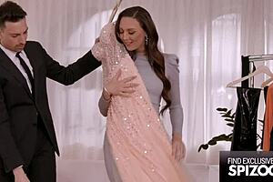 Brunette feels intense pleasure getting pounded in latex dress