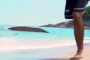 African teen meets brazilian guy on beach for bareback monster cock fuck