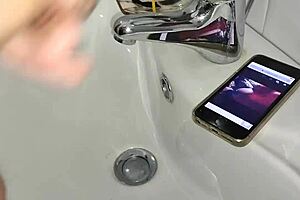 gardener finds boss's phone, jerks off in bathroom