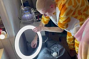 three guys roughly fuck monica fox's ass at home