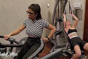 These lesbians got hot in the gym and said, Let's go to the bathroom to fuck.