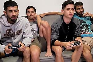 yo, got friends over for videogames, ended in wild orgy with juninho and henrique.