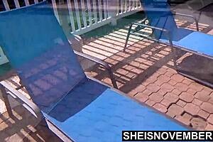 Hot Ebony Msnovember Undresses at the Pool, Pulls Down Panties, Jiggles Bubble Butt Cheeks Naked