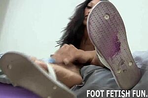 Look at my hot feet in fishnets, begging for your worship from this pov