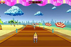 Curvy roller babe moans in hentai game