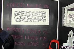 Look at this bukkake babe rubbing her cunt in messy cumshots!