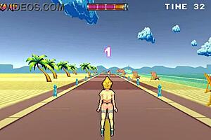 Curvy roller babe moans in hentai game