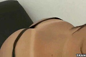 tanned latina trans babe strips naked and jerks off