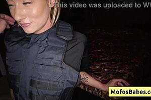 Horny Blonde Cop Sucks Big Cock Deep Inside Wet Pussy!