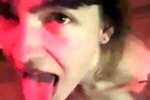 Bondaged girlfriend gives blowjob