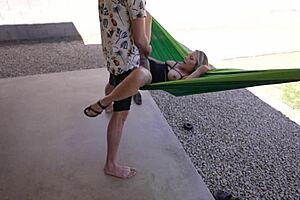 Watch This Milf Get Fucked In A Hammock Outside, Her Boobs Bouncing As She Cums On Monster Cock