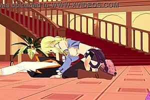 lucy natsu gives blowjob and handjob in hentai