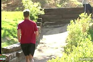 Watch These Horny Gay Jocks Suck and Fuck Big Cocks Outdoors!