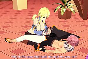 lucy natsu gives blowjob and handjob in hentai