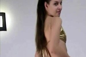 these shiny gold pvc panties fit perfectly on the babe