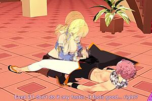 lucy natsu gives blowjob and handjob in hentai