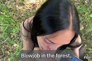 public deepthroat brunette enjoys outdoor rough anal