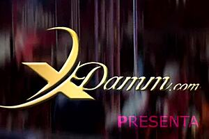 Unexpected public trio in Barcelona erotic salon