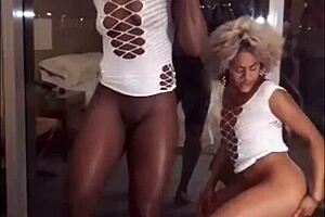 two brazilian girls celebrate new year with dance and show