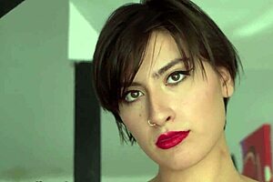 Cute brunette babe gets face fucked messily