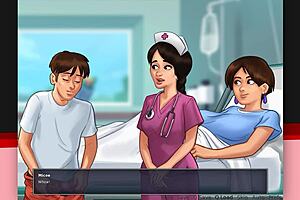 Milf in cow cosplay gives handjob to monster cock in summertime saga