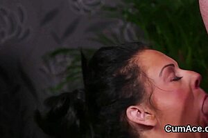 Model gets facial and gulps cream