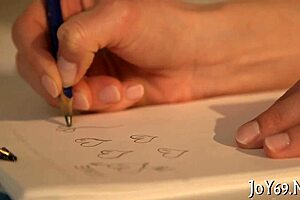 Teen babe stretches wet pussy with fingers and toys in softcore masturbation.