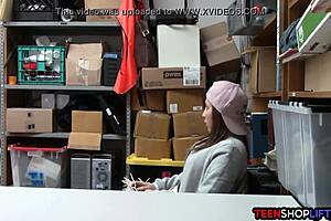 Security Guard Catches Tiny 18+ Teen 18+ Stealing From The Store