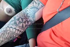 Blonde in Car Gets Facial