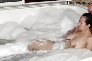 Peeping on neighbors bathing in jacuzzi for 4k voyeur thrill with agarabas and olpr