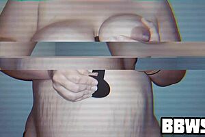 bbw wraps her huge tits around new dildo in pov solo play